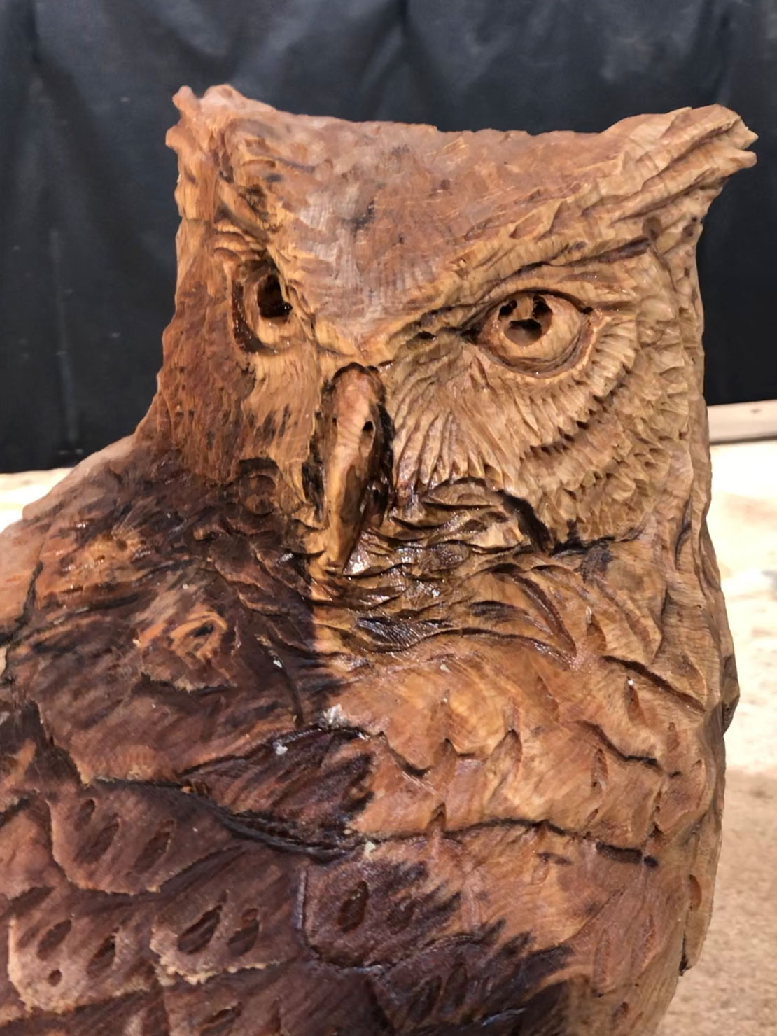 Wooden owl carving