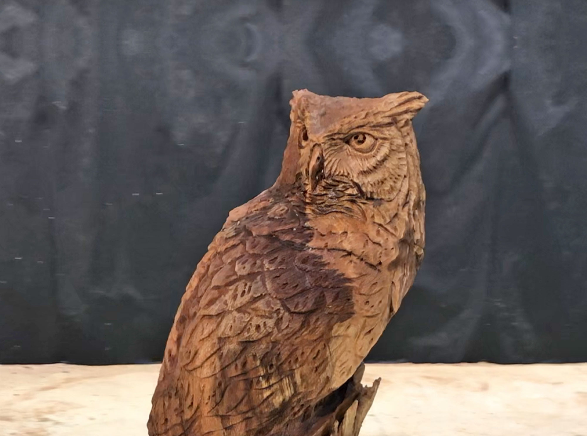 Wooden owl carving