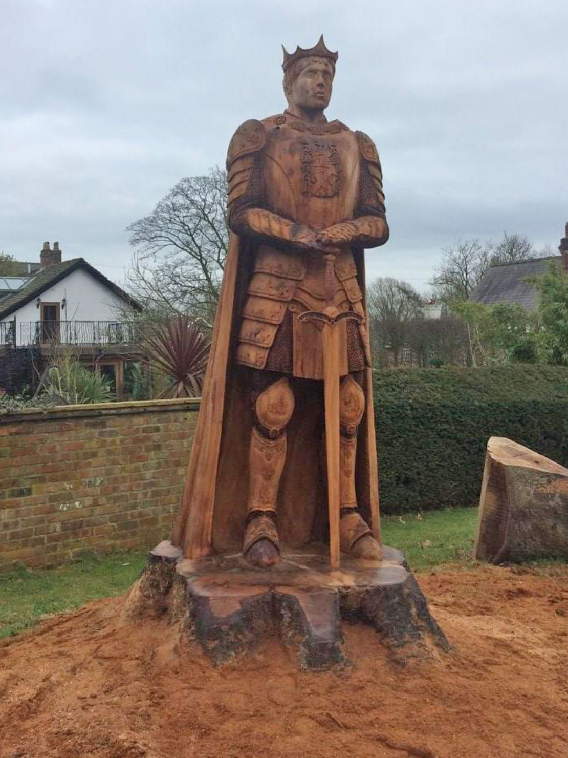 King Arthur wooden sculpture by Matthew Crabb