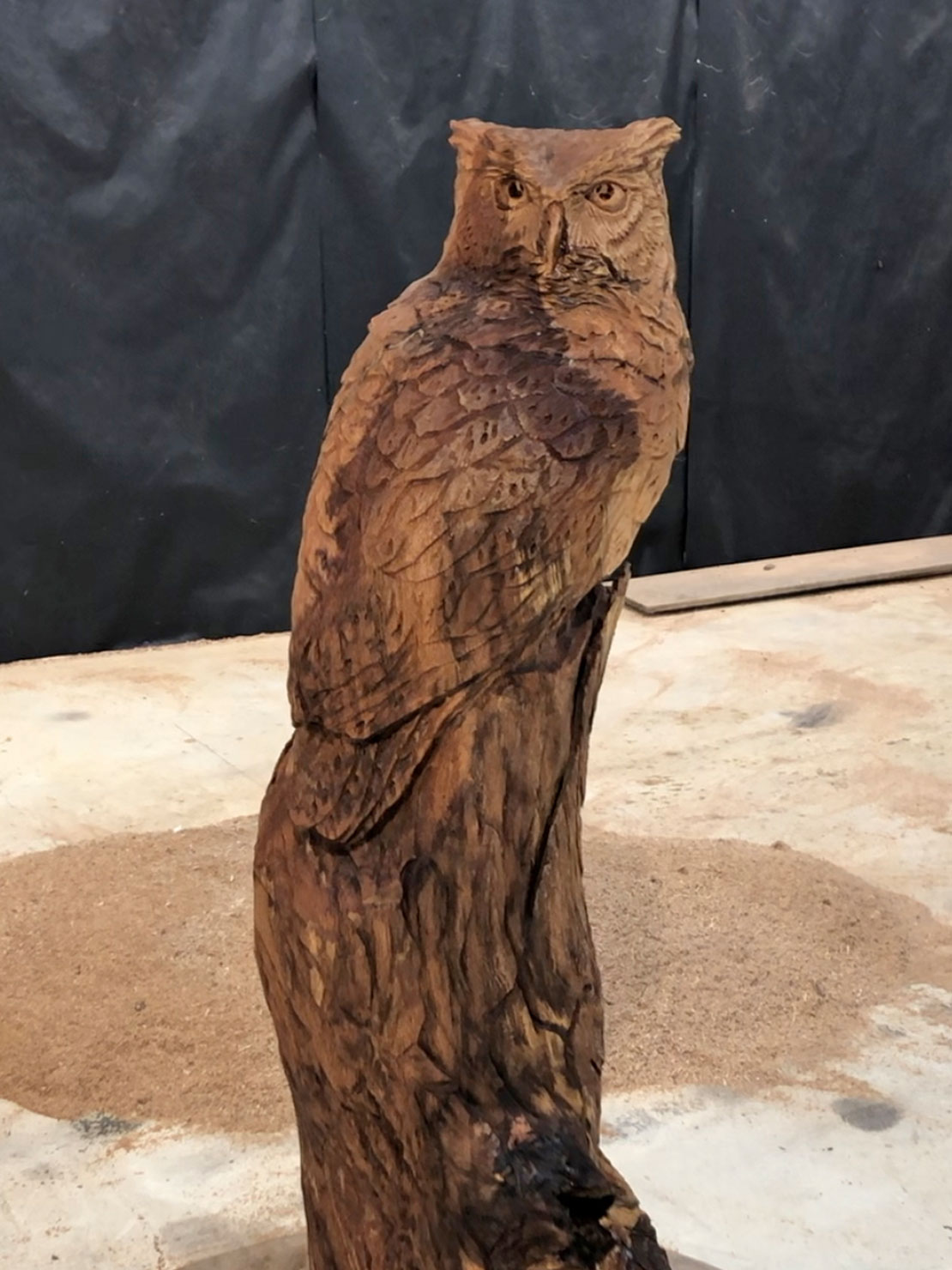 Wooden owl carving